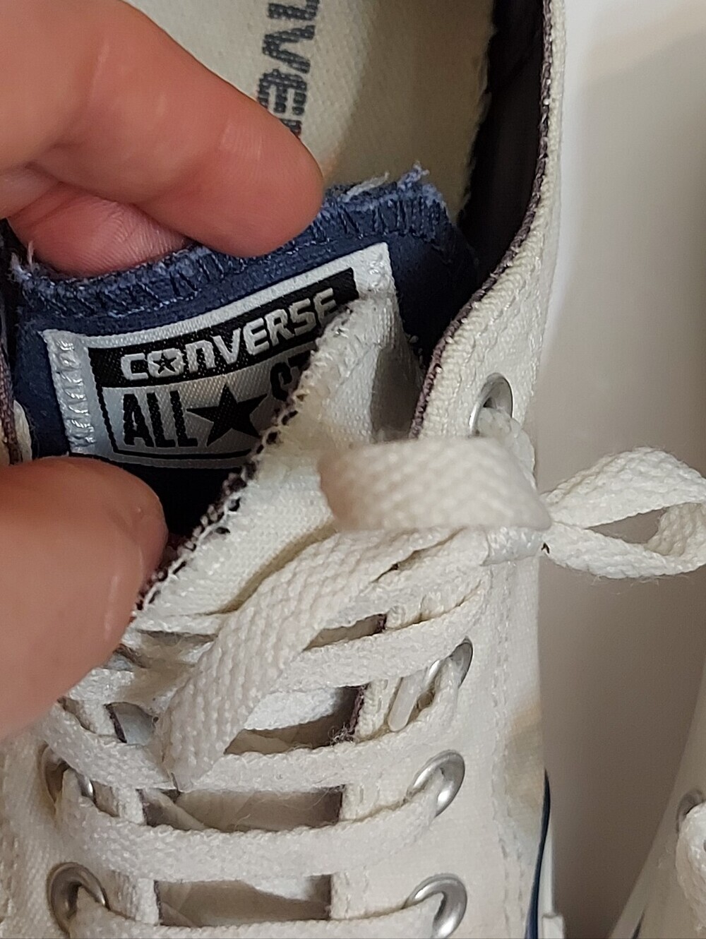 Converse Women Canvas Low-Top Sneakers with Navy Trim - Picture 2 of 7